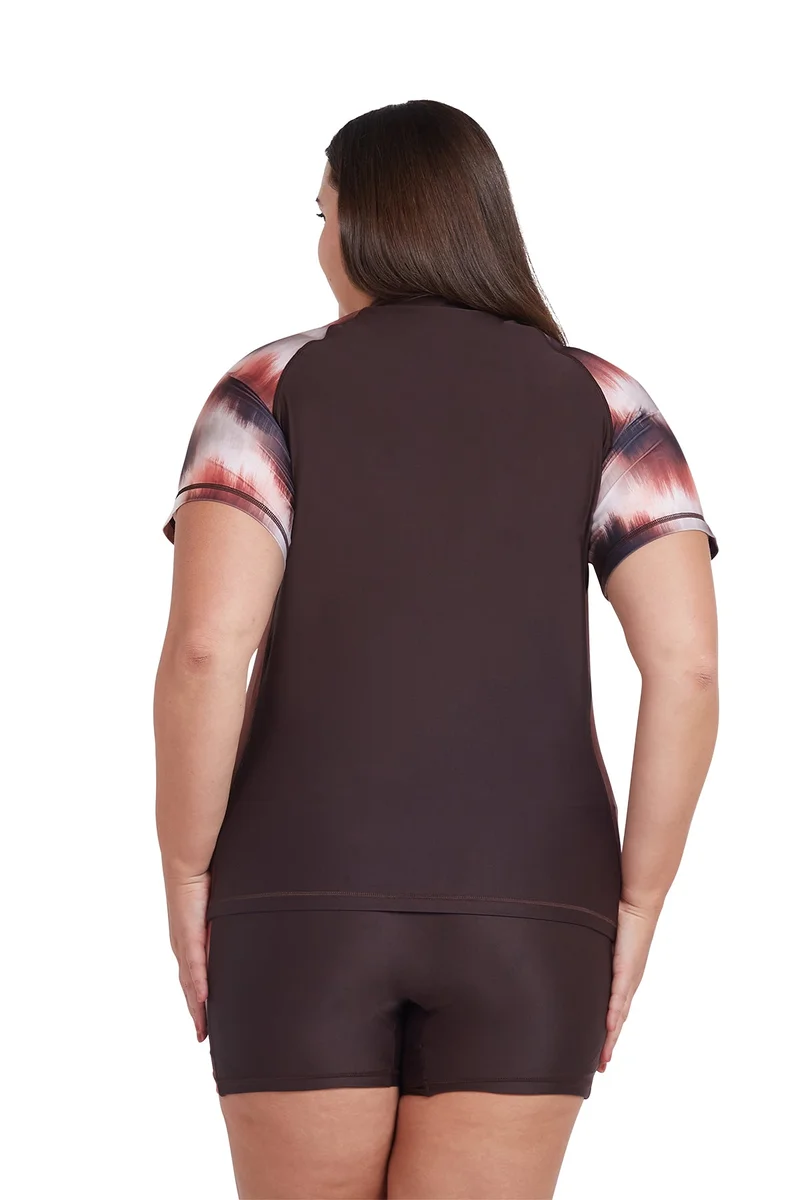 COEGA SUNWEAR COEGA  Ladies Ladies Rashguard Short Sleeve - Chocolate Tie Dye